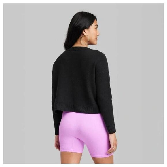 Wild Fable Black V-Neck Slouchy Cardigan Cropped Layering Topper Size M - Picture 7 of 7